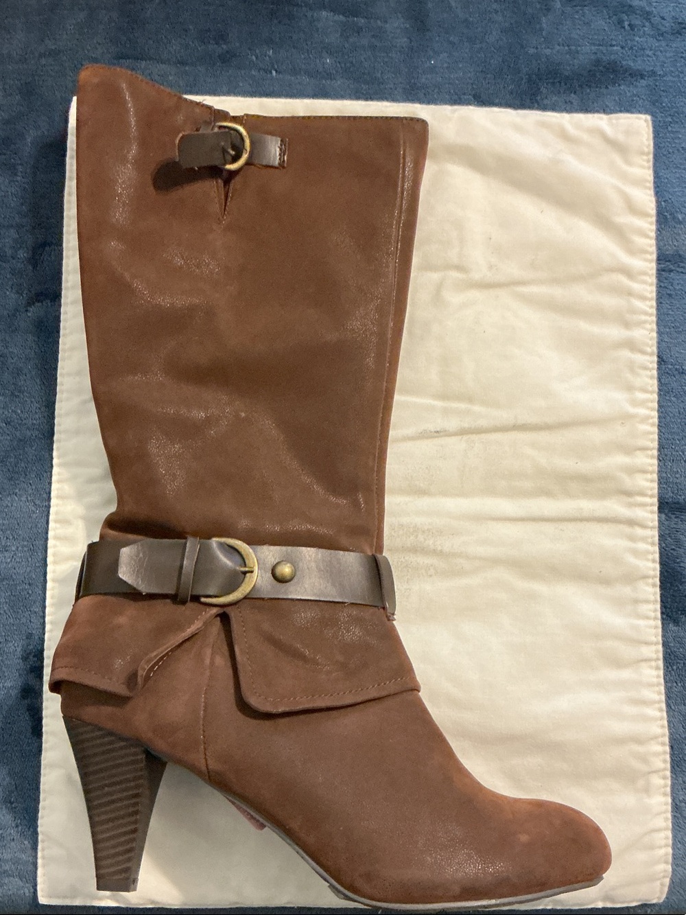 Coconuts by Matisse Chestnut Brown Mid-Calf Heeled Buckle Boot